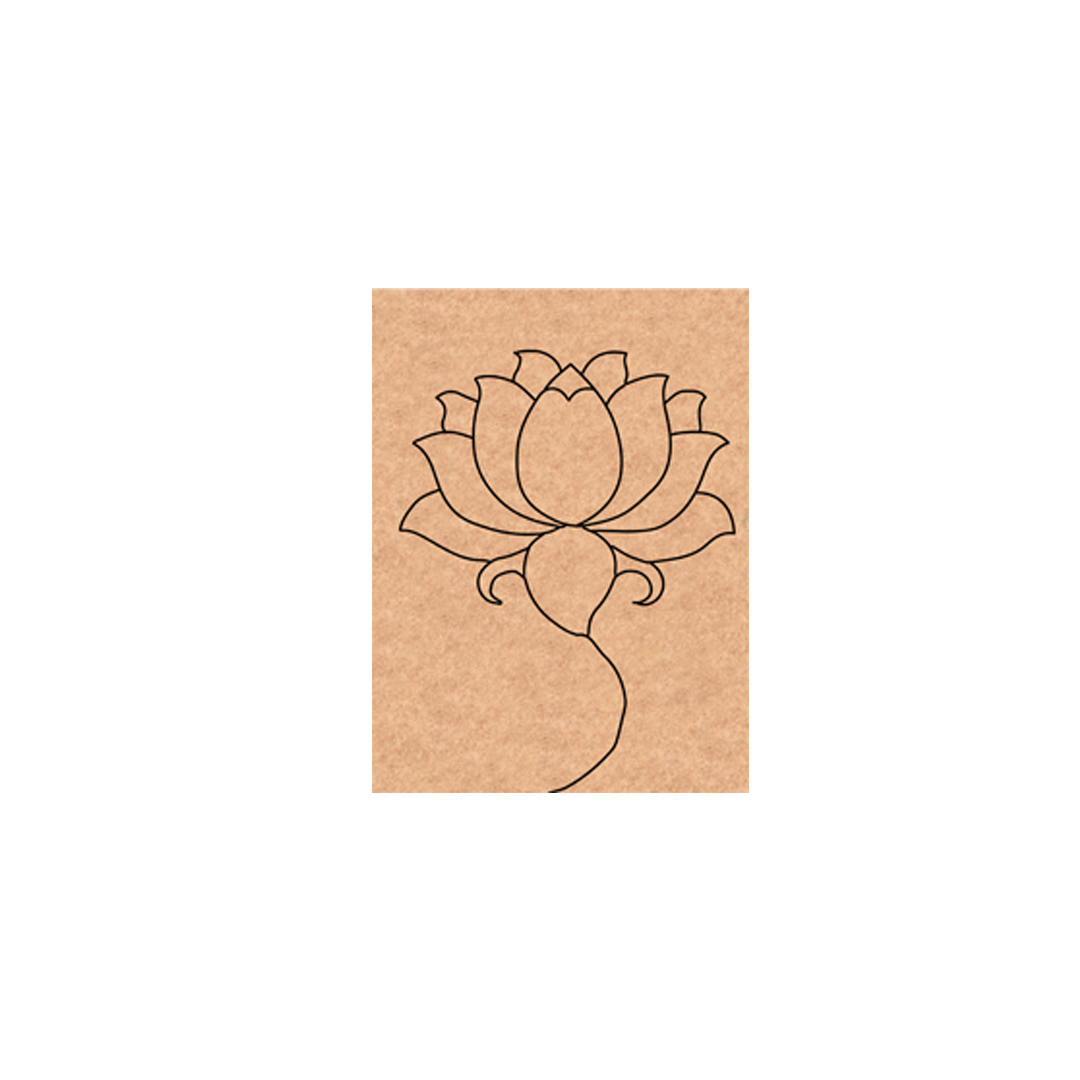  MDF DIY wall art with a black lotus flower design on a white background