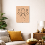  MDF DIY wall art Lotus flower artwork on cork board in a living room setting