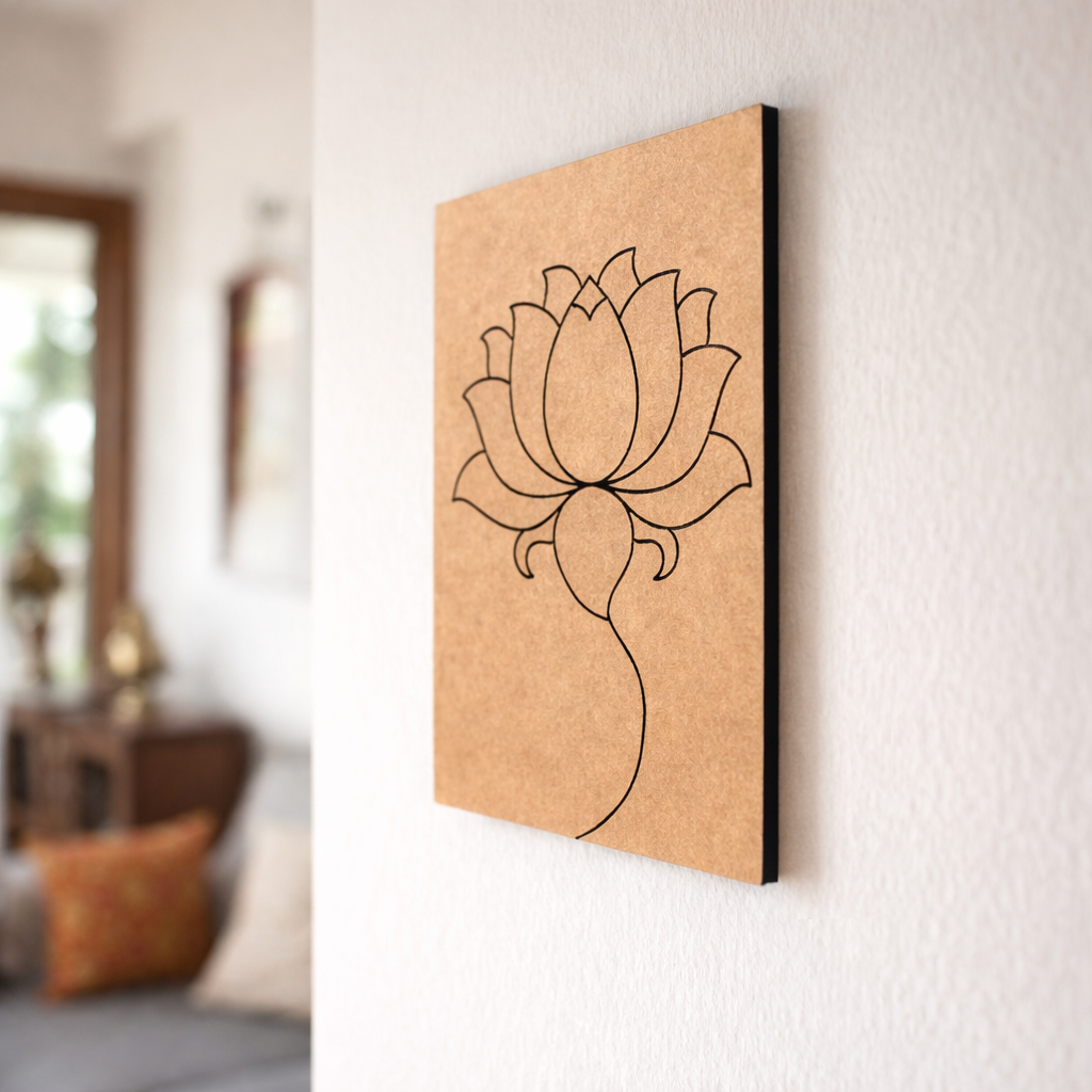  MDF DIY Lotus flower design on a  board in a room setting