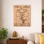 Decorative  MDF DIY wall art with a tree design on a beige background in a living room setting.