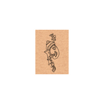 Decorative face design on a brown card with a white background