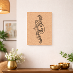 Decorative  MDF DIY wall art with a face design on a cork board in a home setting.
