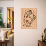  MDF DIY wall art with a decorative line drawing of a face on a wall in a living room.