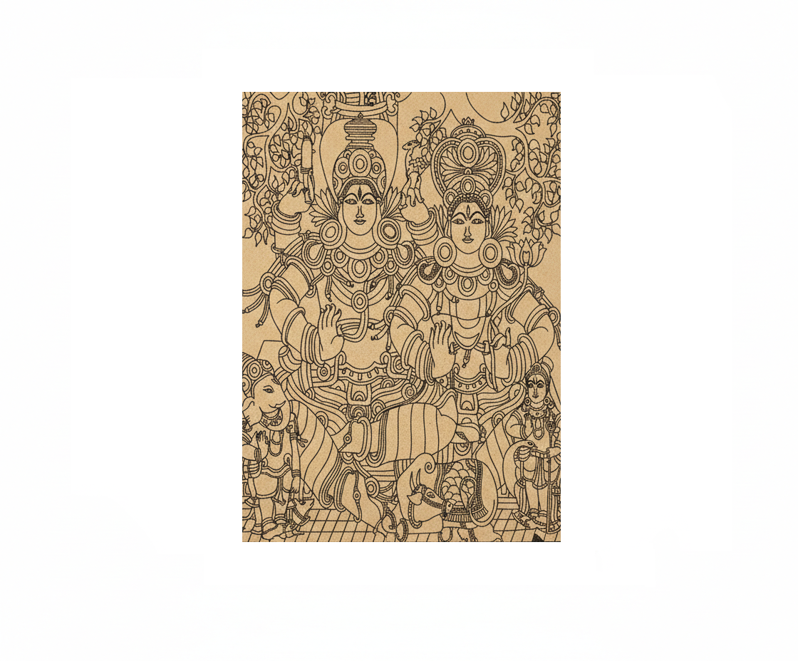 Decorative  MDF DIY wall art  with intricate design of a seated figure on a white background
