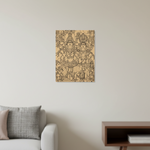 Decorative  MDF DIY wall art of a traditional design on a beige wall above a sofa.