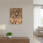 Decorative  MDF DIY wall art with intricate design on a wall in a living room.