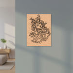 Decorative  MDF DIY wall art of a stylized face with intricate details on a plain wall.