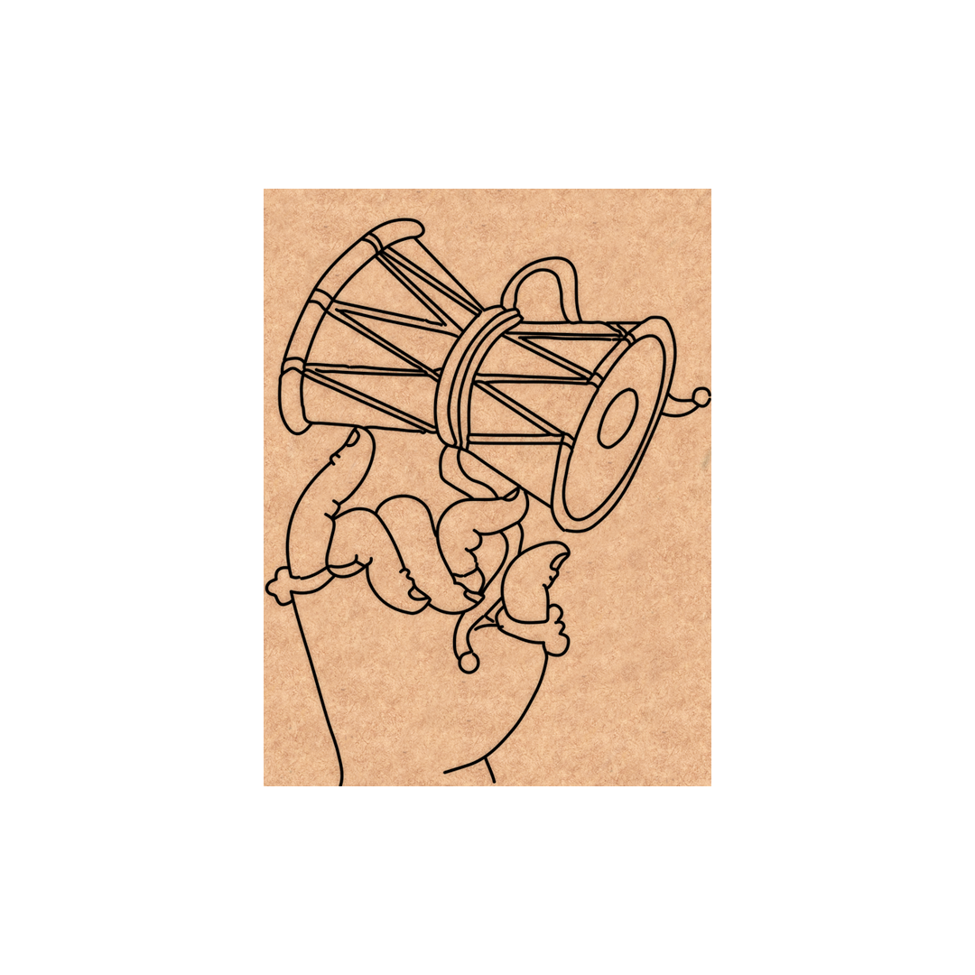  MDF DIY Line drawing of a hand holding a drum on a beige background
