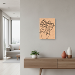  MDF DIY  wall art with a hand holding a megaphone in a modern living room.