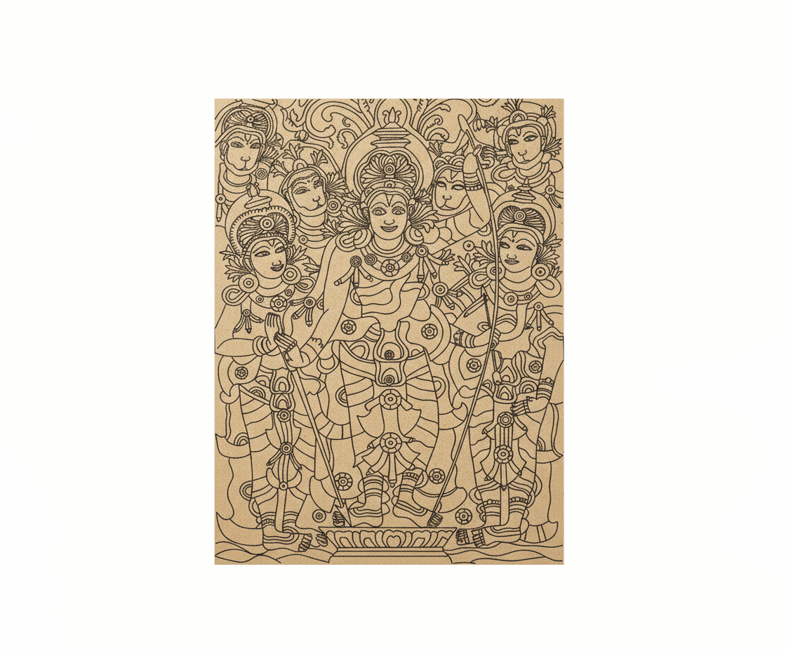 Decorative wall art  with intricate patterns on a beige background