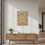  MDF DIY wall art piece on a white wall above a wooden console table.