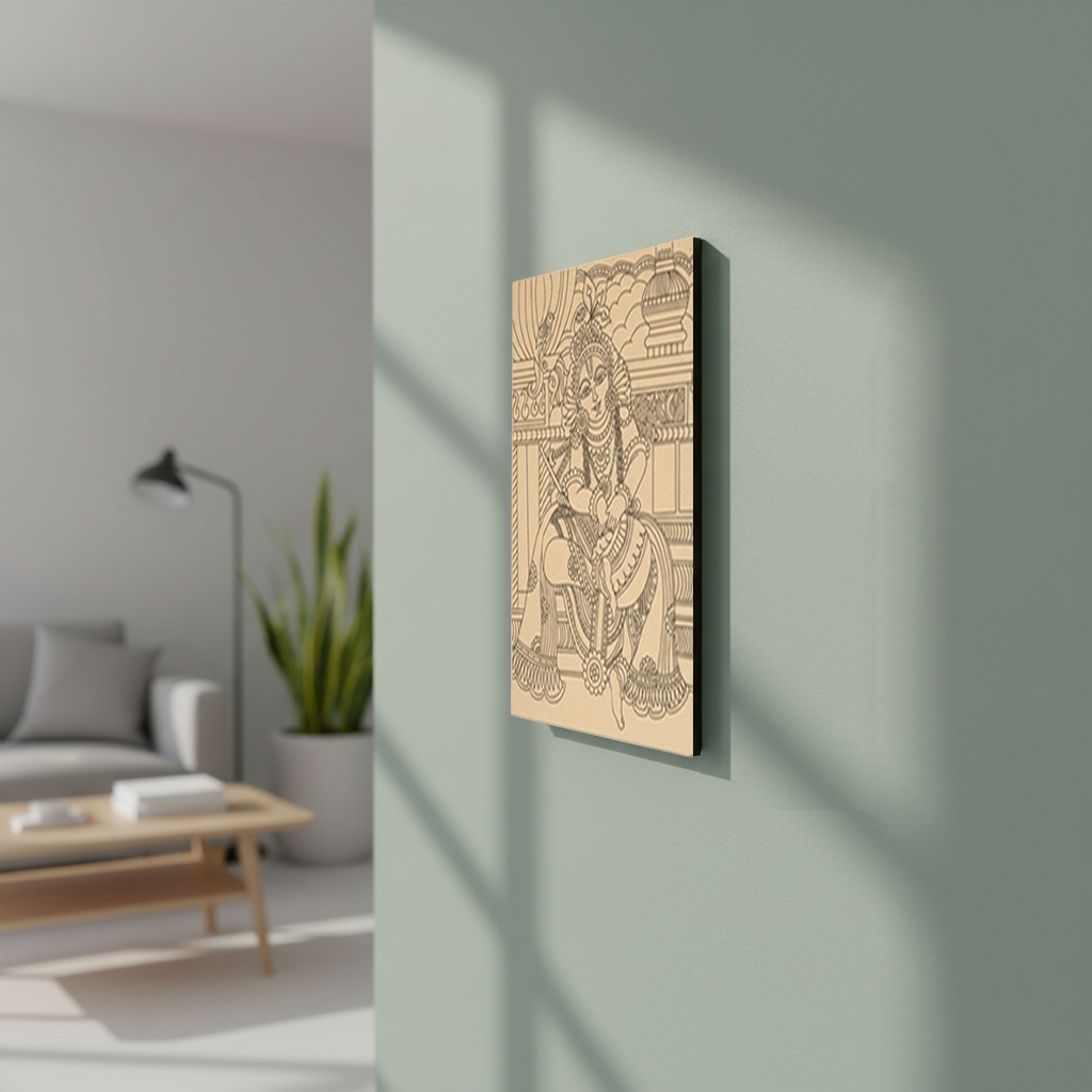  MDF DIY  wall art with intricate design in a modern living room.