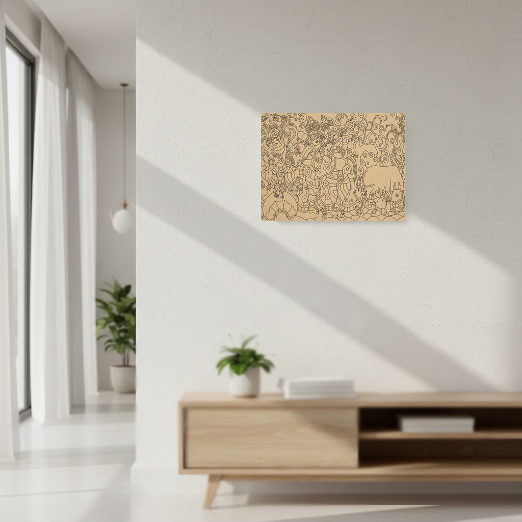  MDF DIY  wall art with animal pattern on a white wall in a modern room.