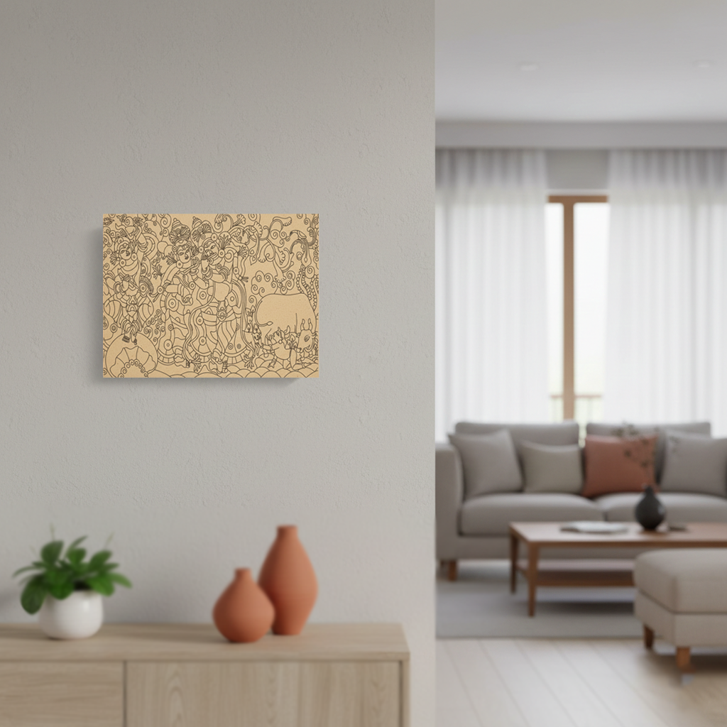 Decorative  MDF DIY wall art piece on a wall in a living room setting.