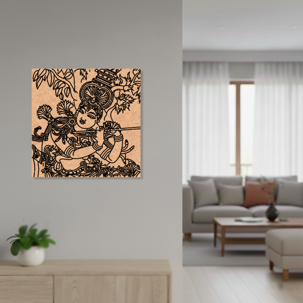 Decorative  MDF DIY wall art of a traditional design in a modern living room.