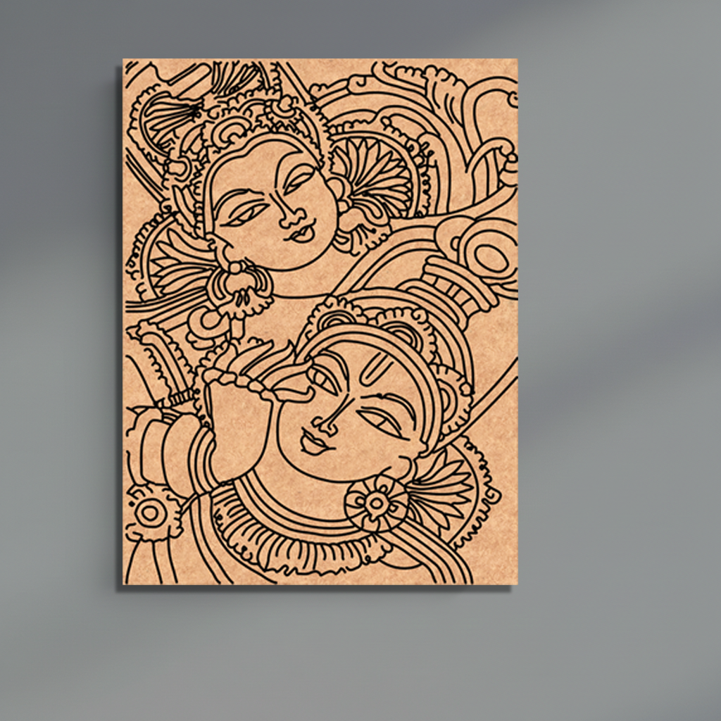 Decorative  MDF DIY wall art with intricate designs on a beige background
