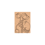 Decorative  MDF DIY wall art  with line art of a vase and flowers on a beige background