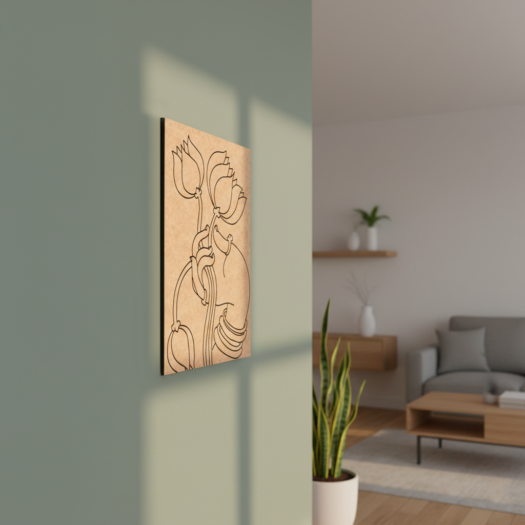  MDF DIY  wall art with abstract design in a modern living room
