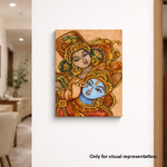  MDF DIY  wall art of a stylized face on a white wall in a modern living room.