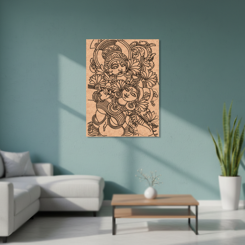 Decorative MDF DIY wall art on a teal wall in a living room setting