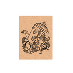 MDF DIY wall art  with a black line drawing of an elephant deity on brown paper.