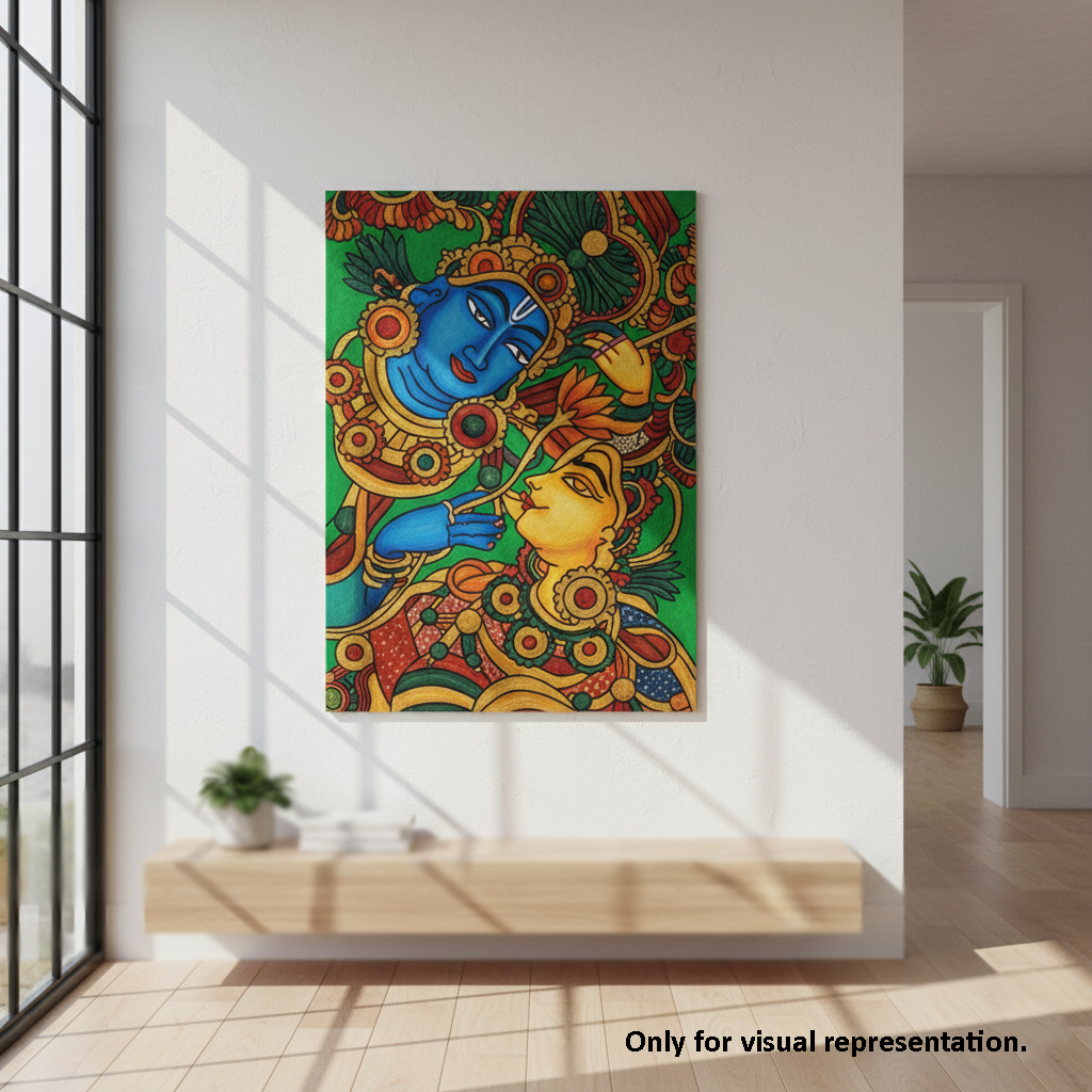 Colorful abstract artwork on a wall in a modern interior setting