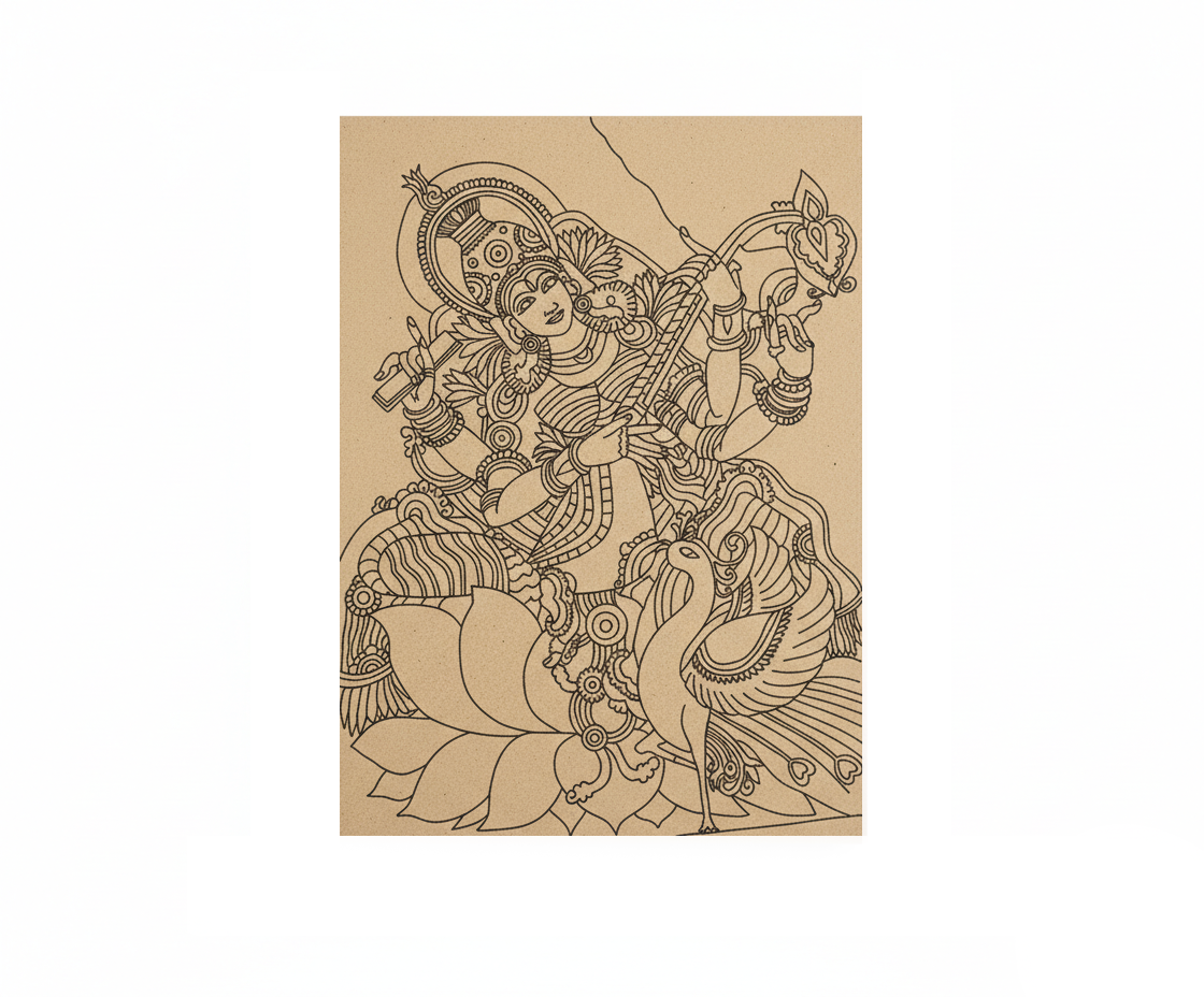 MDF DIY wall art  of a deity on a white background