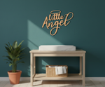Unpainted MDF Little Angel quote DIY cutout for wall decor and craft projects, mounted on wall