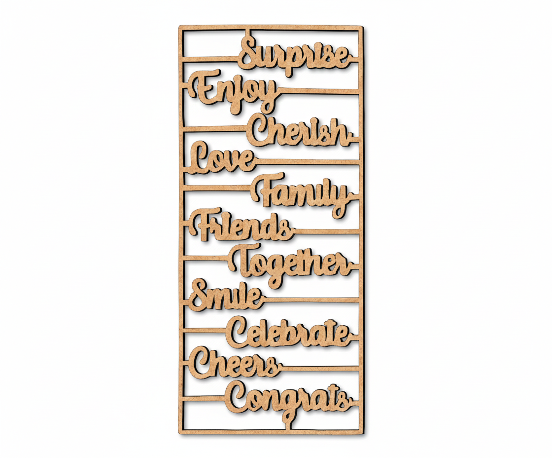 Unpainted MDF inspirational words wall panel DIY cutout for decor and crafts