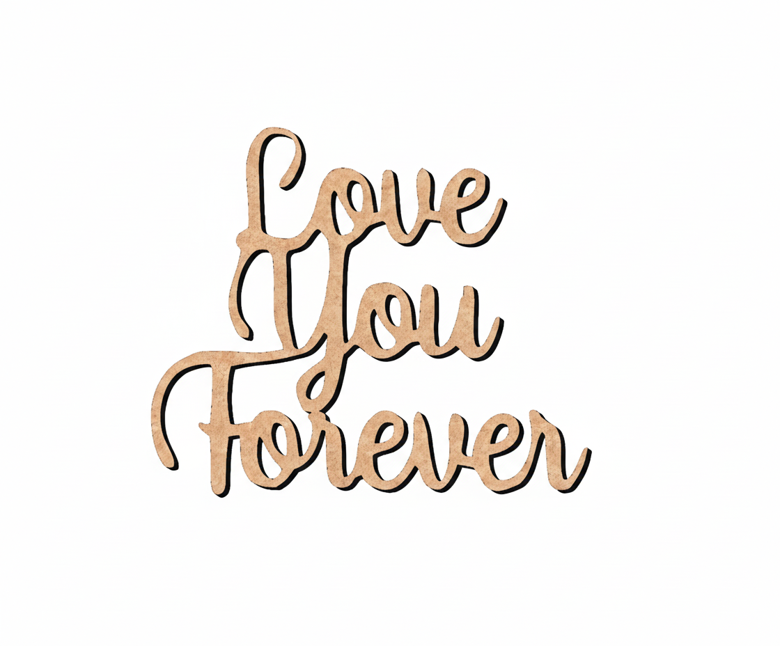 Unpainted MDF Love You Forever quote DIY cutout for wall decor and crafts