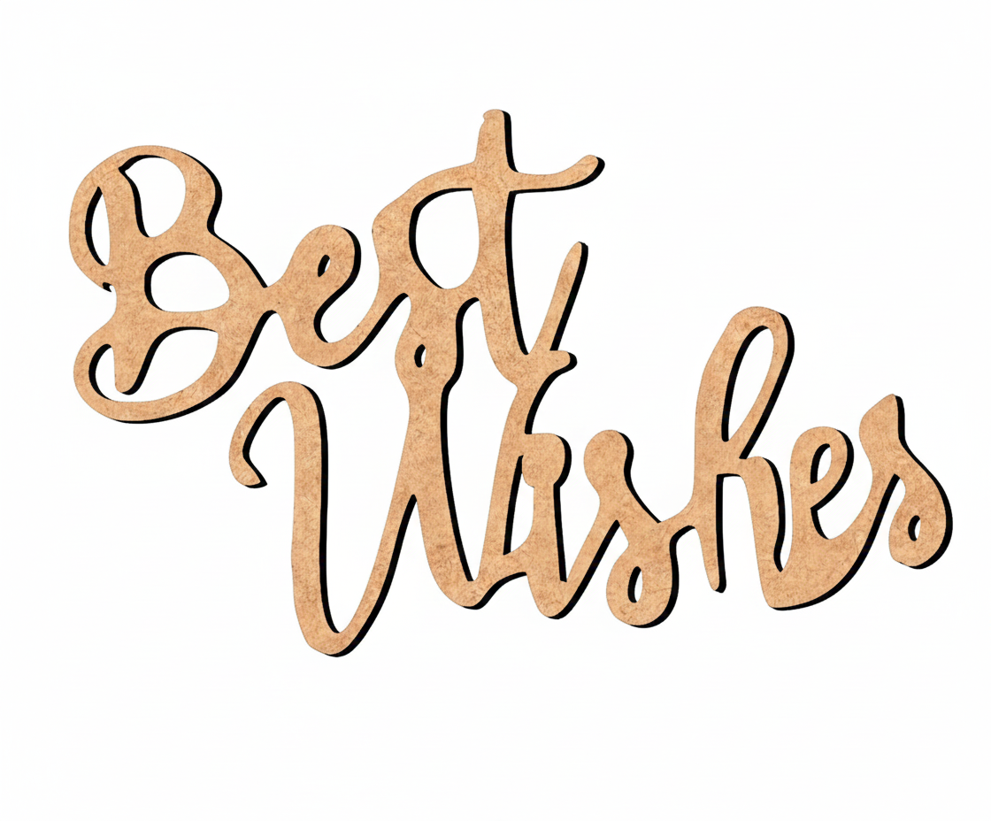 Unpainted MDF Best Wishes quote DIY cutout for wall decor and craft projects