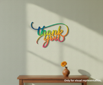 Painted MDF Thank You quote DIY cutout for wall decor and craft projects, mounted on wall