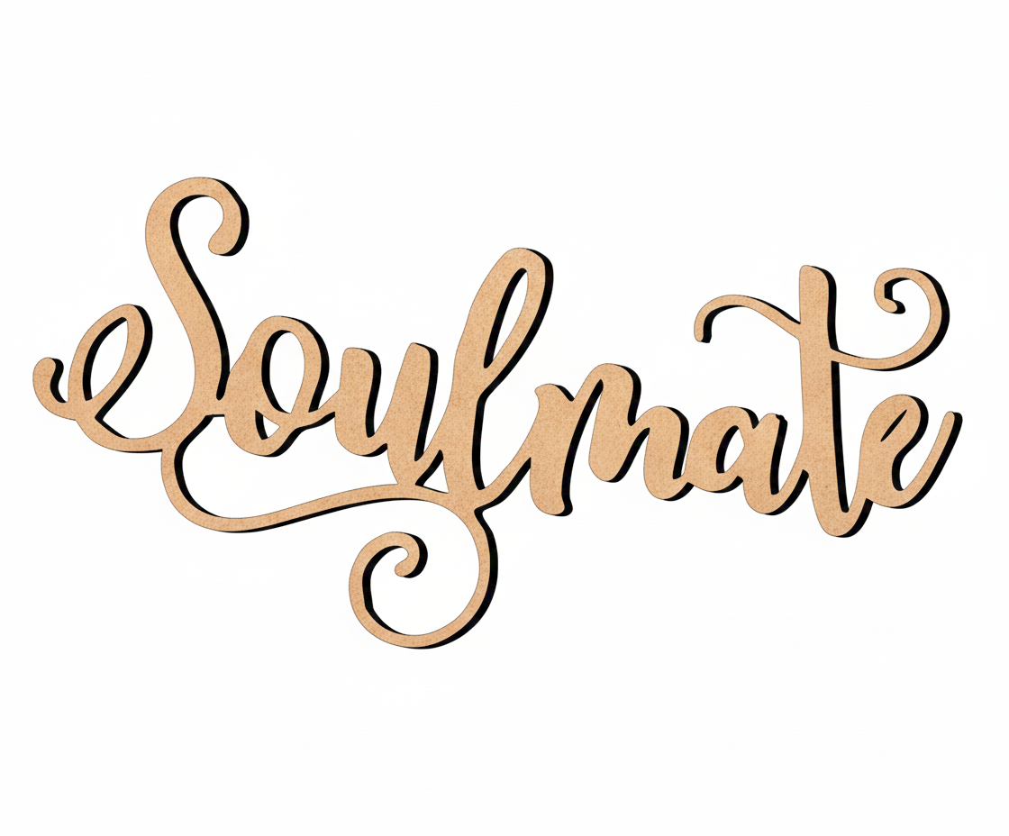Unpainted MDF Soulmate quote DIY cutout for wall decor and craft projects