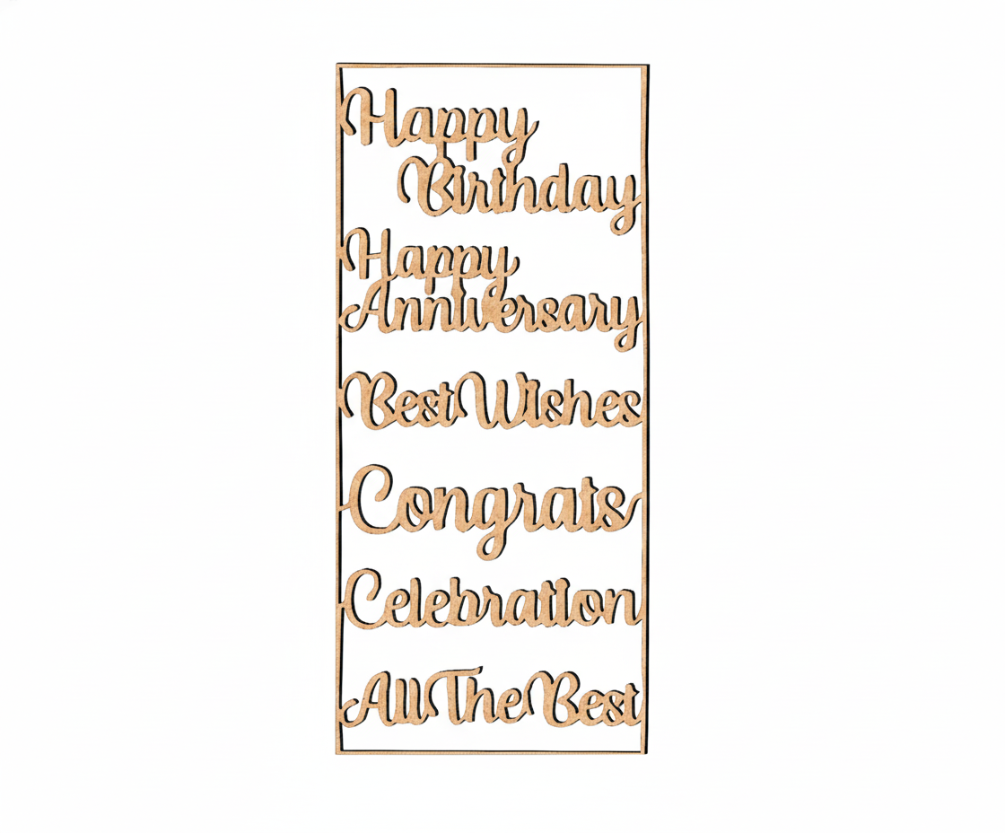 Unpainted MDF celebration quotes wall panel DIY cutout for party decor and craft projects