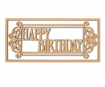 Unpainted MDF Happy Birthday framed DIY cutout for party decor and craft projects