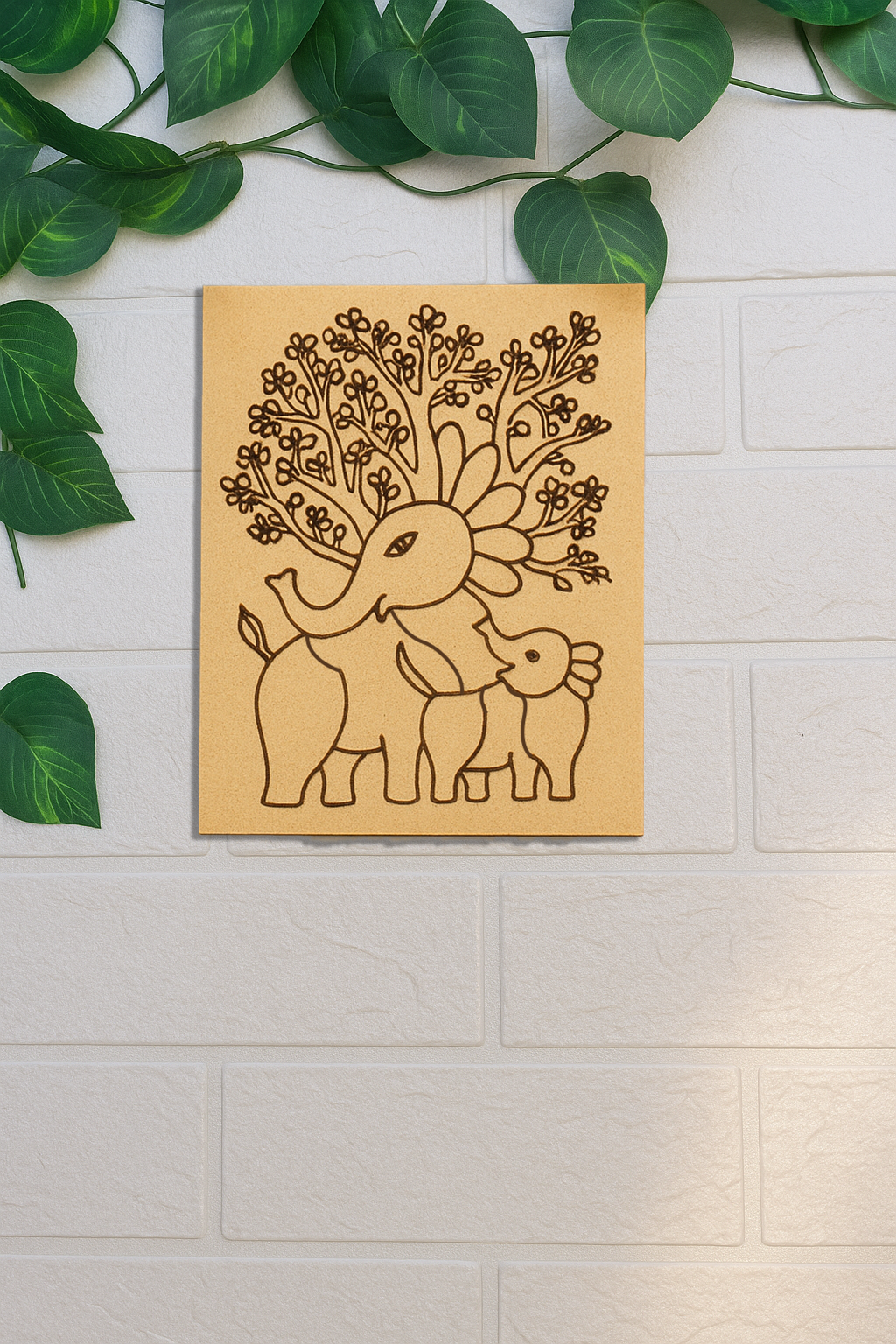 Mother and baby elephant MDF board for DIY painting