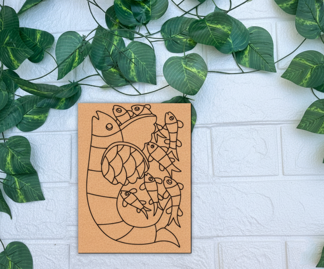 Traditional fish design MDF DIY painting board for craft décor