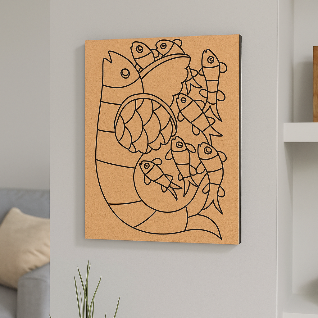 Traditional fish design MDF DIY painting board for craft décor