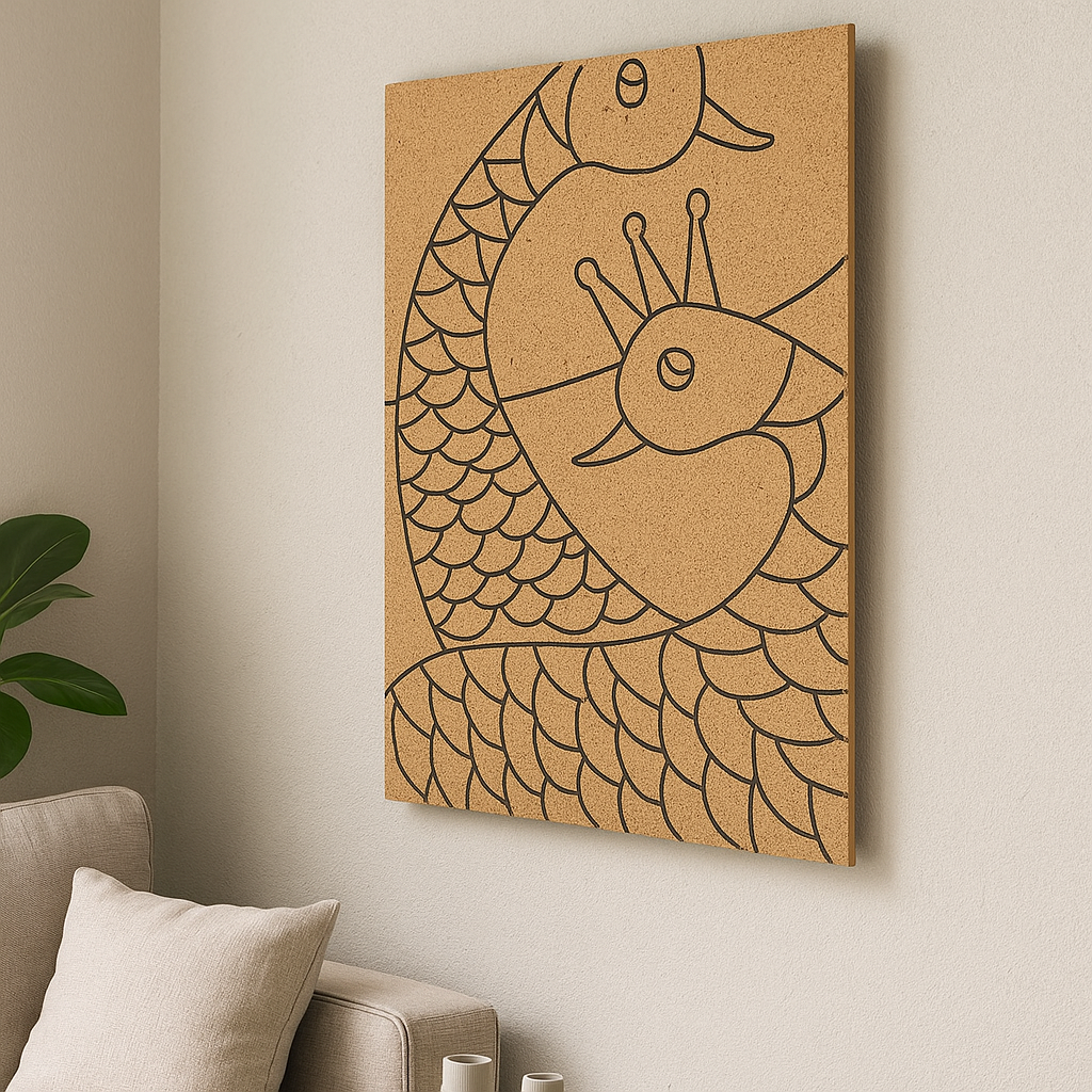 Traditional DIY MDF Painting Base with Indian Art Design side angle 
