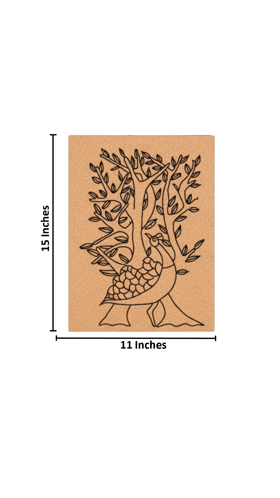 Traditional DIY MDF Painting Base with Peacock and Tree Design with size