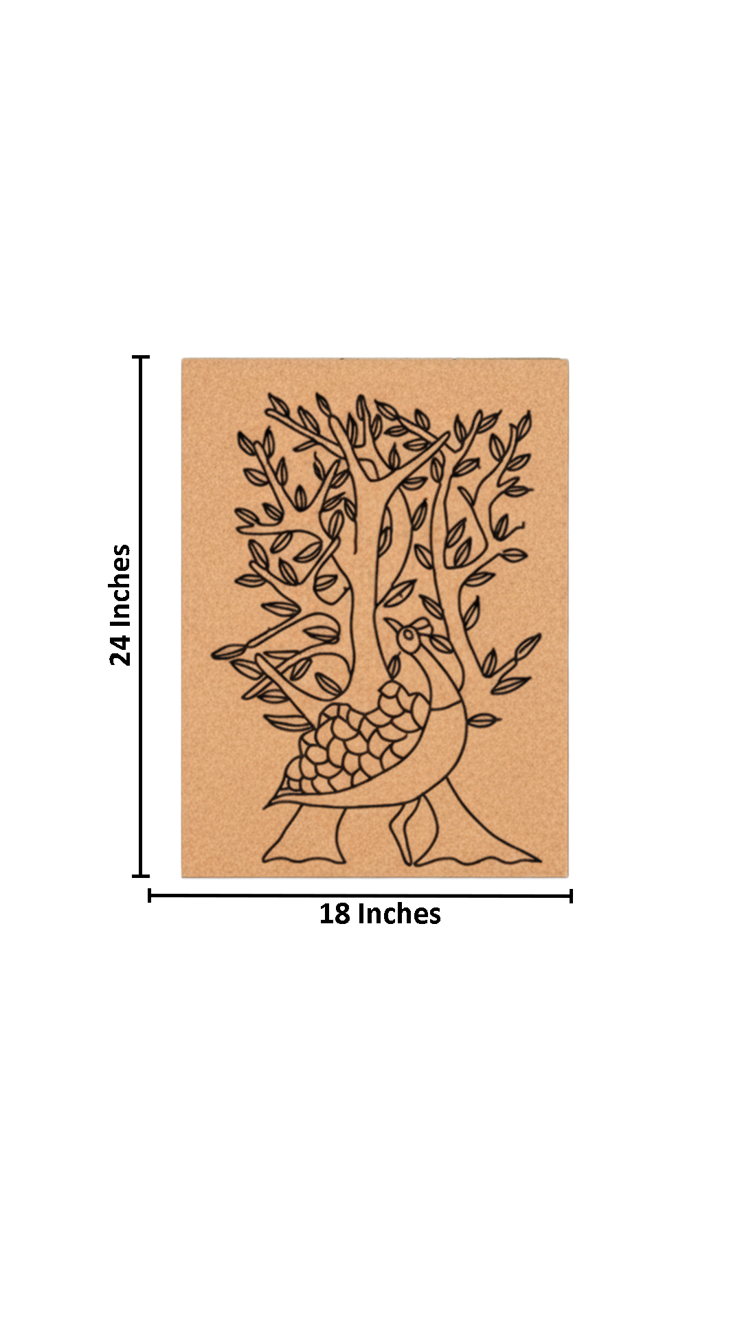 Traditional DIY MDF Painting Base with Peacock and Tree Design with size