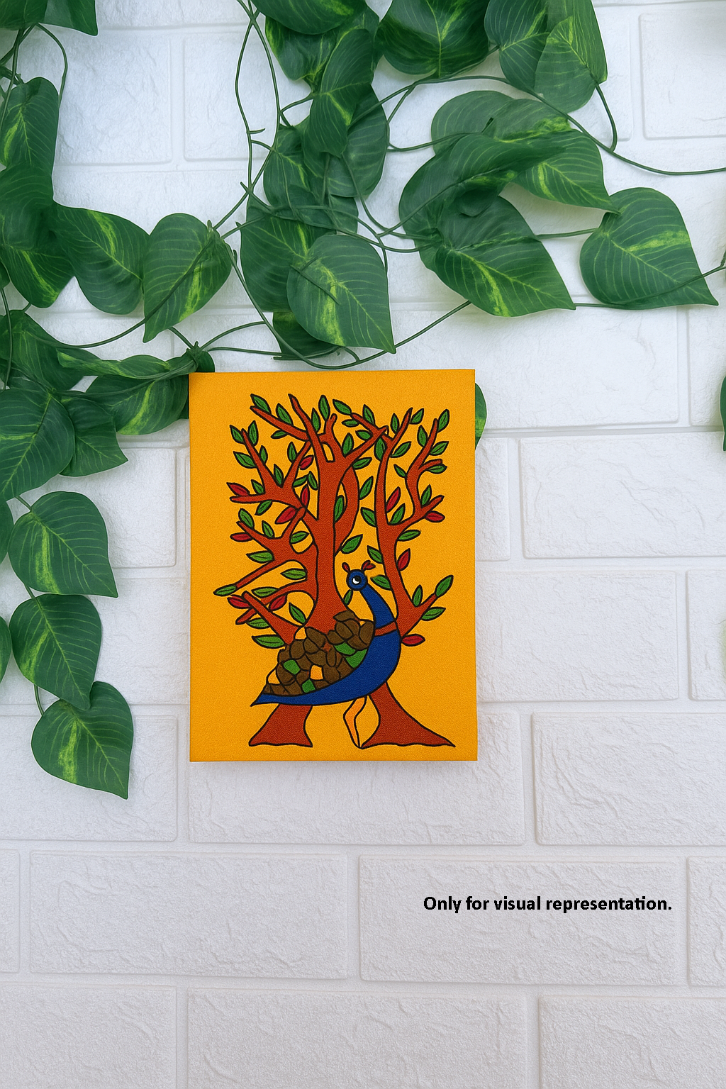 Traditional DIY MDF Painting Base with Peacock and Tree Design coloured
