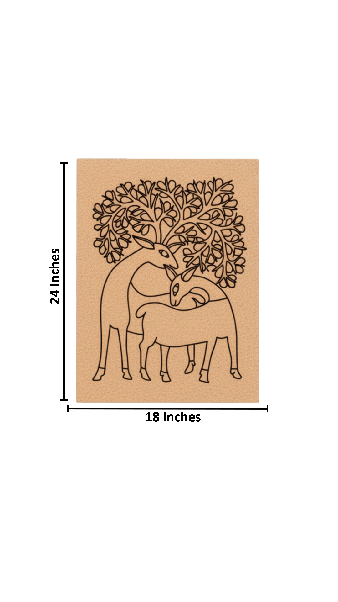 Traditional DIY MDF Painting Base with Deer and Tree Design with size
