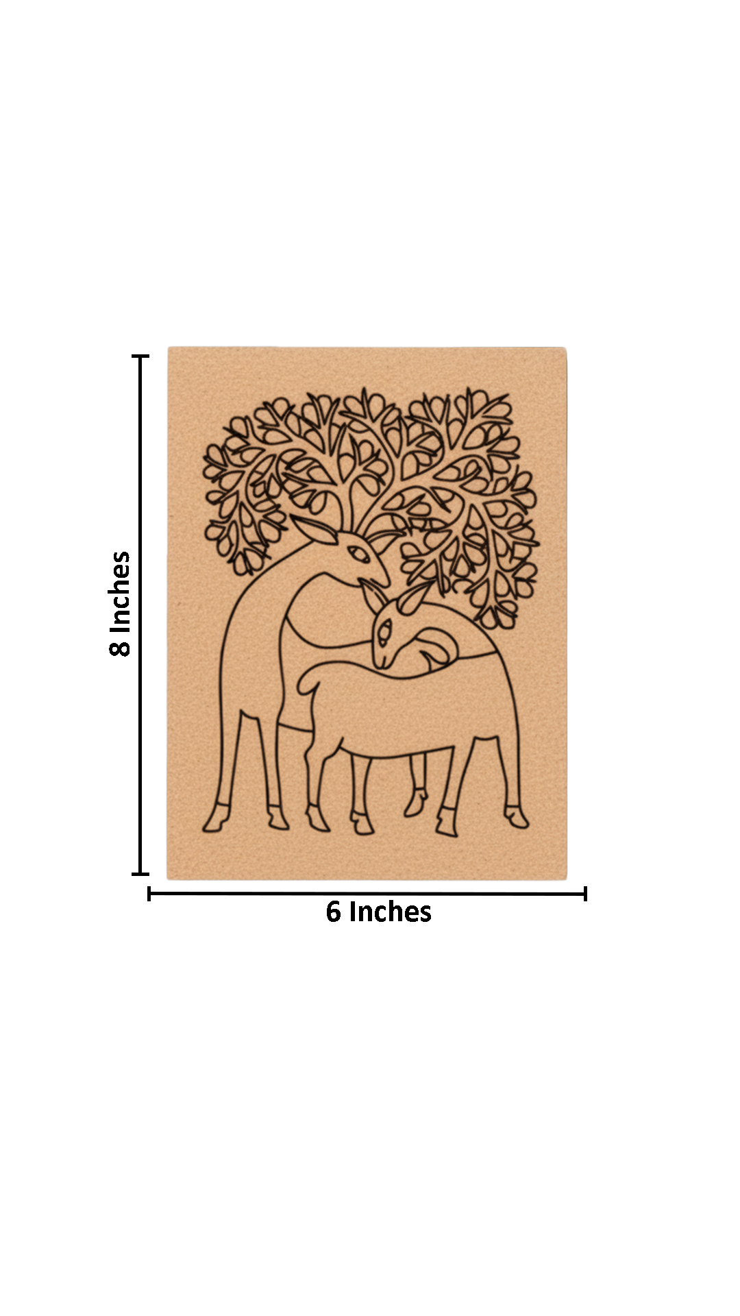 Traditional DIY MDF Painting Base with Deer and Tree Design with size