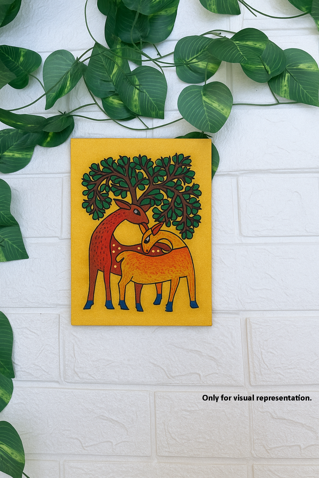 Traditional DIY MDF Painting Base with Deer and Tree Design coloured