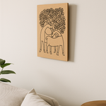 Traditional DIY MDF Painting Base with Deer and Tree Design side angle 