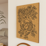 Traditional DIY MDF Painting Base with Birds and Tree Design side angle 
