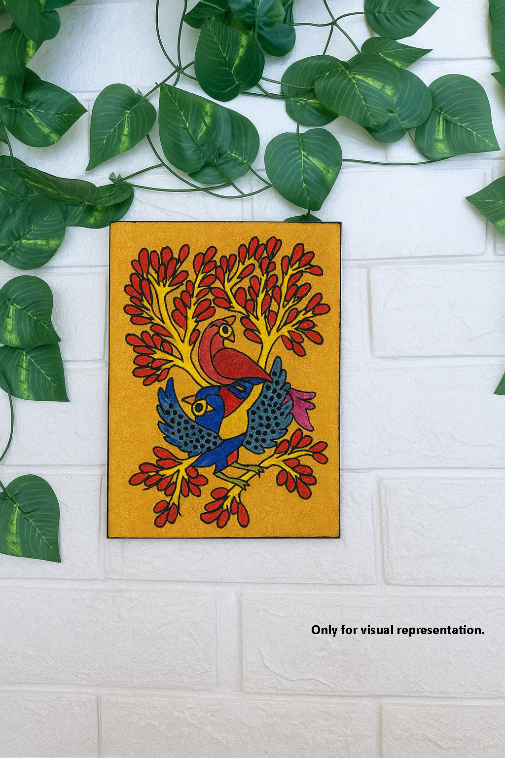 Traditional DIY MDF Painting Base with Birds and Tree Design coloured