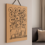 Traditional DIY MDF Painting Base with Deer and Floral Tree Design side angle 