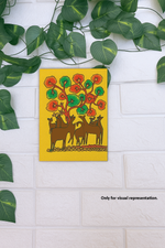 Traditional DIY MDF Painting Base with Deer and Floral Tree Design coloured